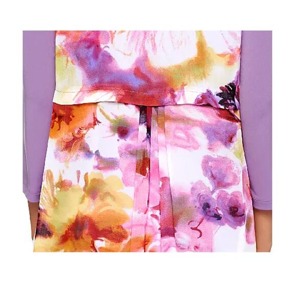 Susan Graver Vest Womens 1X Chiffon Floral or Swim Cover-Up Pink Floral Whimsy - Picture 3 of 12